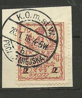 POLEN Poland 1915 Stadtpost Warschau Michel 7 A Auf Dem Briefstück O Signed Petriuk BPP - Oblitérés
