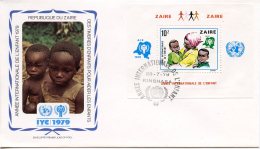 Zaire, 1979, International Year Of The Child, IYC, United Nations, FDC, Michel Block 29 - Other & Unclassified