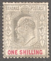 BAHAMAS  Edeward VII 1/-  SG 68  MM - MH - 1859-1963 Crown Colony