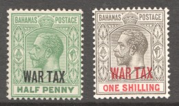 BAHAMAS 1918  WAR TAX Overprint 11  Half Penny And One Shilling  SG 96 , 99  MM - MH - 1859-1963 Crown Colony