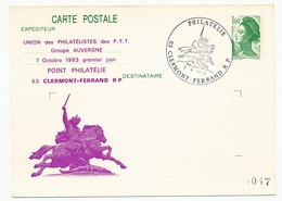 FRANCE - Entier Repiqué - 1,60 Liberté - Union Des Philatélistes PTT De Clermont Ferrand - Groupe Auvergne - 1983 - Cartoline Postali Ristampe (ante 1955)