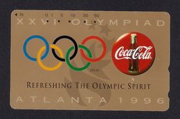 Télécarte Japonaise.  Publicité.  Boisson.  Coca-Cola.  Jeux Olympiques Atlanta 1996. - Alimentation
