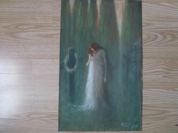 G.Mazzi  (Ecole Italienne Début XX è Siècle) - Le Recueillement - Pastel 56 X 36 Cm - Pastelli