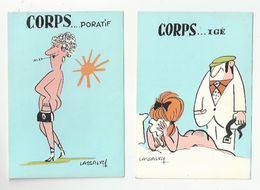 ILLUSTRATEUR :LASSALVY - LOT DE 2 CP - HUMOUR - FEMME NUE -  CORPS..PORATIF- PROFESSIONNELLE - CORPS..IGÉ - FESSÉE - Lassalvy