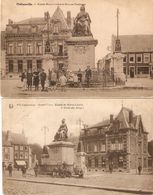 Philippeville : Grand'Place , Statue Marie-Louise Et Banque Nationale ---- 2 Cp - Philippeville