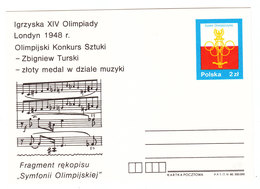 Poland LONDON OLYMPIC GAMES SYMPHONY POSTAL CARD 1948 - Summer 1948: London