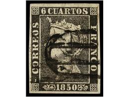 67 ° ESPAÑA. Ed.1 Y 1A. <B>6 Cuartos</B> Negro. Diez Sellos Con Mat. <B>PARRILLA DE MADRID. </B> - Altri & Non Classificati