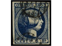 129 ° ESPAÑA. Ed.21. <B>6 Reales</B> Azul. Color Expecional. PIEZA DE LUJO. Cert. COMEX. Cat. 610€. - Otros & Sin Clasificación