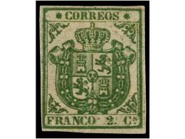 150 (*) ESPAÑA. Ed.32. <B>2 Cts.</B> Verde. MAGNÍFICO EJEMPLAR. Cert. COMEX. Cat. 2.850€. - Otros & Sin Clasificación