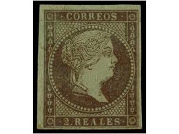 166 * ESPAÑA. Ed.42. <B>2 Reales</B> Violeta. Excelentes Márgenes. MAGNÍFICO EJEMPLAR. Cert. COMEX. Cat. 1.120€. - Otros & Sin Clasificación