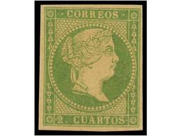 174 (*) ESPAÑA. Ed.47. <B>2 Cuartos</B> Verde. Color Algo Desvaido. MAGNÍFICO EJEMPLAR. Cert. EXFIMA. Cat. 745€. - Sonstige & Ohne Zuordnung