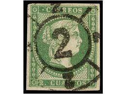 175 ° ESPAÑA. Ed.47. <B>2 Cuartos</B> Verde, Mat. <B>R.C. 2</B> De BARCELONA. LUJO. Cat. 59€. - Sonstige & Ohne Zuordnung