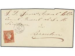 181 ESPAÑA. Ed.48. 1859. <B>4 Cuartos</B> Rojo, Mat. Fechador<B> SOLLER/MALLORCA.</B> MUY BONITO. - Altri & Non Classificati