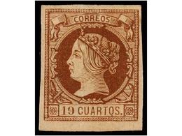 195 * ESPAÑA. Ed.54. <B>19 Cuartos</B> Castaño S. Salmón. Color Muy Fresco Conservando Toda Su Goma Original. Ex. Col. H - Sonstige & Ohne Zuordnung