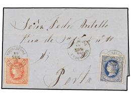 212 ESPAÑA. Ed.63, 64. 1864. REDONDELA A PORTO (Portugal). <B>2 Cuartos</B> Y <B>4 Cuartos</B>, Mat. Fechador <B>REDONDE - Other & Unclassified