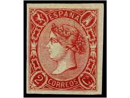 222 * ESPAÑA. Ed.69. <B>2 Cuartos</B> Rosa Carmín. Color Excepcional. MAGNÍFICO EJEMPLAR. Cert. COMEX. Cat. 430€. - Otros & Sin Clasificación