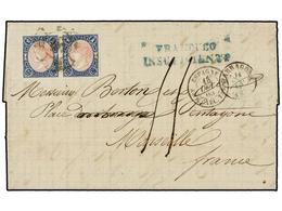 227 ESPAÑA. Ed.70 (2). 1865. TARRAGONA A FRANCIA.<B> 12 Cuartos</B> Rosa Y Azul (2), Marca<B> FRANQUEO/INSUFICIENTE</B>  - Other & Unclassified