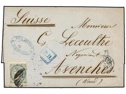 270 ESPAÑA. Ed.100. 1869. BARCELONA A AVENCHES (Suiza). <B>200 Mils.</B> Verde, Carta Insuficientemente Franqueada A Fal - Other & Unclassified