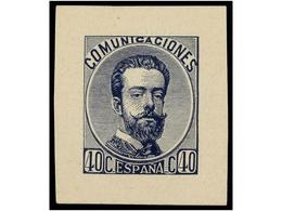 298 ESPAÑA. Ed.125. <B>PRUEBA DE PUNZÓN. 40 Cts.</B> Azul. (Gálvez 730). - Altri & Non Classificati