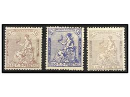 314 * ESPAÑA. Ed.136/38. <B>40 Cts., 50 Cts.</B> Y <B>1 Pta.</B> Bonitos Ejemplares. Cat. 158€. - Autres & Non Classés