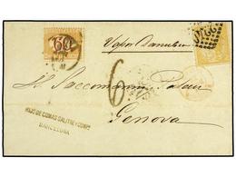 321 ESPAÑA. Ed.149. 1873. BARCELONA A GENOVA. <B>50 Cts.</B> Amarillo, Mat.<B> ROMBO DE PUNTOS FRANCES 2240</B> De Marse - Autres & Non Classés