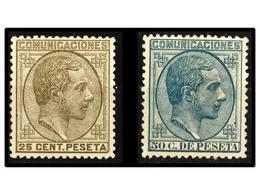 353 * ESPAÑA. Ed.194, 196. <B>25 Cts.</B> Oliva Y <B>50 Cts.</B> Verde. Sellos De Centrajes Perfectos, Dentado Retocado. - Altri & Non Classificati