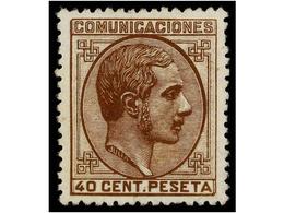 354 (*) ESPAÑA. Ed.195. <B>40 Cts. </B>castaño. Color Y Centraje Excepcional. PIEZA DE LUJO. Cat. 240€. - Altri & Non Classificati