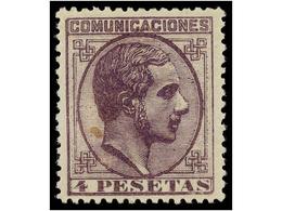 356 * ESPAÑA. Ed.198. <B>4 Pts. </B>violeta. Color Excepcional. PIEZA DE LUJO. Cert. EXFIMA. Cat. 305€. - Autres & Non Classés