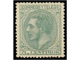 358 * ESPAÑA. Ed.201. <B>5 Cts.</B> Verde. PIEZA DE LUJO. - Autres & Non Classés