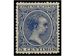 376 * ESPAÑA. Ed.215. <B>5 Cts.</B> Azul. Color Y Centraje Excepcionales. PIEZA DE LUJO. - Autres & Non Classés