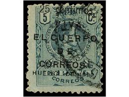 404 ° ESPAÑA. Ed.268. <B>5 Cts.</B> Verde. Habilitado<B> 25 Centimos/VIVA EL CUERPO DE CORREOS/HUELGA DE CORREOS 1922.</ - Autres & Non Classés