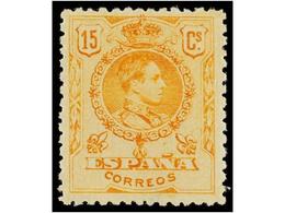 412 ** ESPAÑA. Ed.271. <B>15 Cts.</B> Amarillo. PIEZA DE LUJO. - Autres & Non Classés