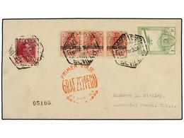 493 ESPAÑA. Ed.487, 296 (3), 322. 1930. SEVILLA A U.S.A. <B>1 Pta.</B> Verde,<B> 1 Pta.</B> Carmín (3) Y <B> 4 Pts.</B>  - Autres & Non Classés