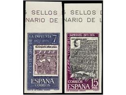 715 ** ESPAÑA. Ed.2165s Y 2166s. <B>CENT. DE LA IMPRENTA. 7 Pts.</B> Y <B>15 Cts.</B> <B>SIN DENTAR</B>, Bordes Superior - Autres & Non Classés