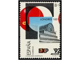 737 ** ESPAÑA. Ed.2990. <B>EXPO'92. 8+5 Pts.</B> Multicolor<B> FALTA LA IMPRESIÓN DEL AMARILLO</B> <B>CON EL ROJO Y EL A - Autres & Non Classés