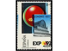 740 ** ESPAÑA. Ed.2990. <B>EXPO'92. 8+5 Pts.</B> Multicolor<B> COLORES DESPLAZADOS. </B>Cert. GRAUS. - Autres & Non Classés