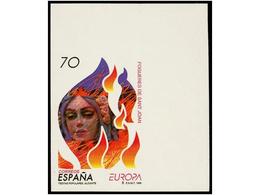 750 ** ESPAÑA. Ed.3542s. <B>EUROPA'1988. 70 Pts.</B> Multicolor <B>SIN DENTAR</B>, Esquina De Pliego. LUJO. - Autres & Non Classés