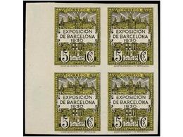 759 ** ESPAÑA: AYUNTAMIENTO DE BARCELONA. Ed.1/6. SERIE COMPLETA En Bloques De Cuatro <B>SIN DENTAR. </B>LUJO. Cat. 292€ - Other & Unclassified