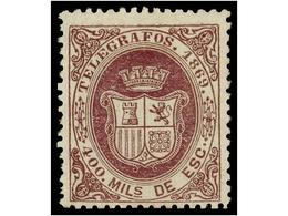 803 (*) ESPAÑA: TELEGRAFOS. Ed.30. <B>400 Mils.</B> Violeta, Dentado Levemente Retocado. Cat. 240€. - Other & Unclassified