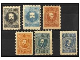 866 * ESPAÑA: VIÑETAS. 1899. <B>REGIONALISTAS. CATALANS ILUSTRES. </B>Conjunto De 6 Sellos. (Nathan 39, 40, 41, 42). - Autres & Non Classés