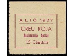 920 ESPAÑA GUERRA CIVIL. <B>ALIÓ. Creu Roja. Assistència Social. 15 Cts.</B> Lila. RARÍSIMA. Valor No Reseñado En Allepu - Altri & Non Classificati