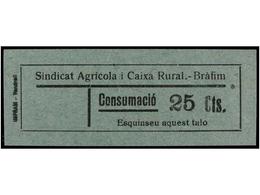 924 ESPAÑA GUERRA CIVIL. <B>BRÀFIM. Sindicat Agrícola. 5 Cts., 10 Cts. </B>y<B> 25 Cts.</B> No Reseñados. - Sonstige & Ohne Zuordnung