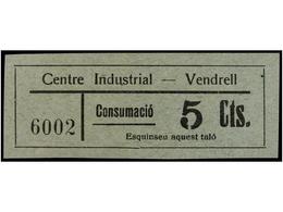 936 ESPAÑA GUERRA CIVIL. <B>VENDRELL. Centre Industrial. 5 Cts.</B> Verde. No Reseñado. - Autres & Non Classés