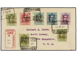 952 ANDORRA. Ed.1 (3), 2/5. 1929. ANDORRA A USA. Carta Certificada, Precioso Franqueo, Al Dorso Llegada. - Other & Unclassified