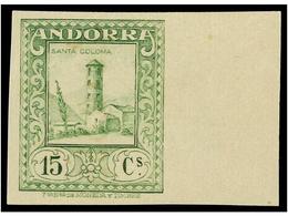 961 * ANDORRA. Ed.18ccs. <B>15 Cts. </B>verde Amarillo. <B>COLOR CAMBIADO SIN DENTAR. </B>Muy Bonito Y Raro. Cat. 550€. - Autres & Non Classés