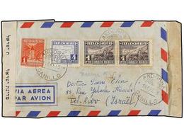 981 COLONIAS ESPAÑOLAS: ANDORRA. Ed.54, 56, 59 (2). 1956. CANILLO A TEL AVIV (Israel). <B>1 Pta. </B>(3), <B>4 Pts. </B> - Other & Unclassified