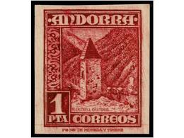 982 ** COLONIAS ESPAÑOLAS: ANDORRA. Ed.54ecs. <B>1 Pta.</B> Lila Rosa <B>ERROR DE COLOR.</B> MAGNÍFICO Y MUY RARO.<BR> C - Altri & Non Classificati