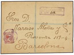 1021 COLONIAS ESPAÑOLAS: FERNANDO POO. Ed.22. 1898. FRONTAL De FERNANDO POO A BARCELONA. <B>25 Cts.</B> Carmín. Marca De - Altri & Non Classificati