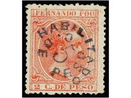 1022 * COLONIAS ESPAÑOLAS: FERNANDO POO. Ed.32. <B>5 Cts. S. 5 Cts.</B> Rosa. MUY BONITO. Cat. 72€. - Autres & Non Classés