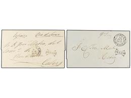 1032 FILIPINAS. 1847-51. MANILA A CÁDIZ. Dos Cartas Con Fechadores <B>MANILA/ISL. FILIPS.</B> Y <B>FRANCO</B> Tipos Pequ - Autres & Non Classés